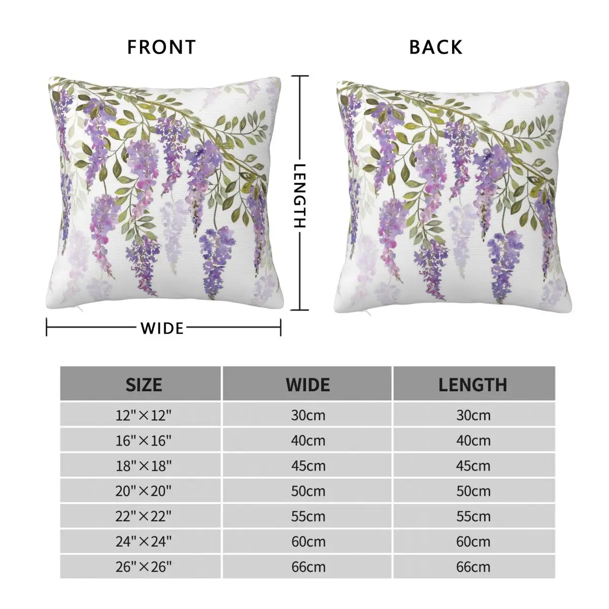 Wisteria Blossoms Square Pillowcase Polyester Linen Velvet Creative Zip Decor Pillow Case Sofa Cushion Cover 18