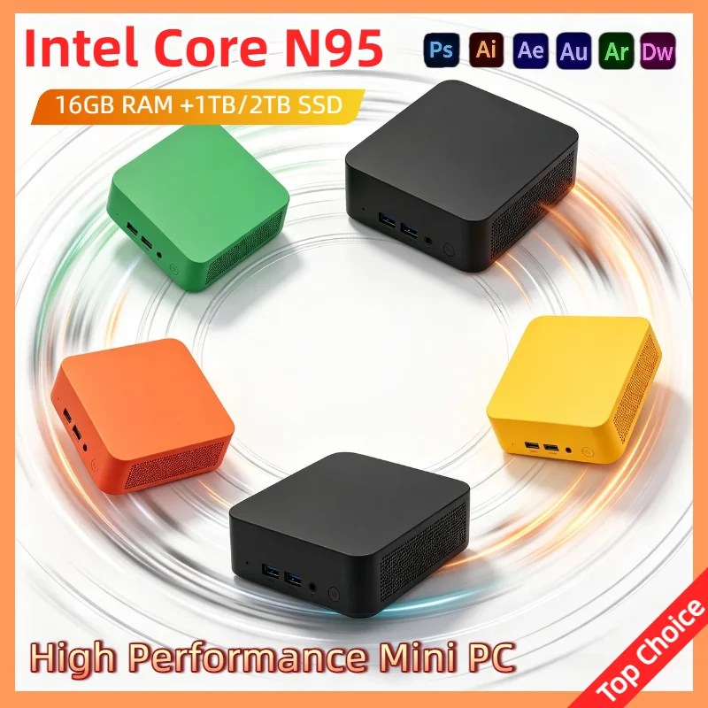 Intel N95 Mini PC 16GB DDR4 2TB NVMe SSD Triple 4K Display Efficient Cooling WiFi6 Remote Home Office Work Computer