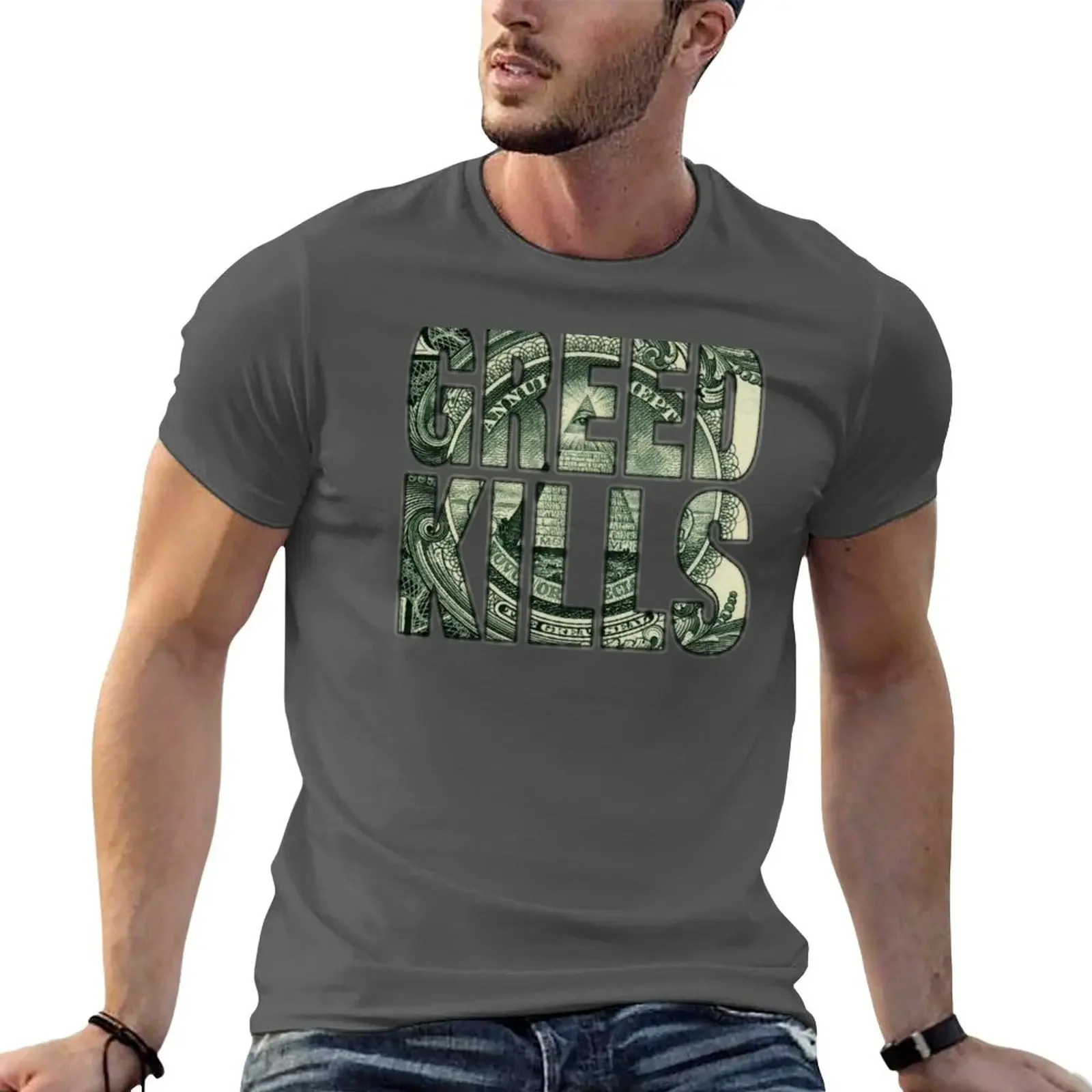 New GREED KILLS T-Shirt graphic t shirts essential t shirt vintage t shirts black shirts for men