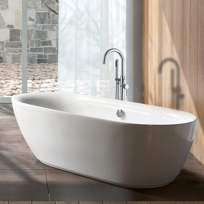 

Freestanding Bathtub Faucet with Integrated Hand Shower
