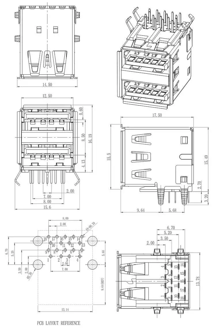 10 Stück Typ A USB-Stecker Weiblich Männlich Micro-Buchse Datenkabelstecker 5P Gerade SMD 90 Grad 180 Grad – Detail 3