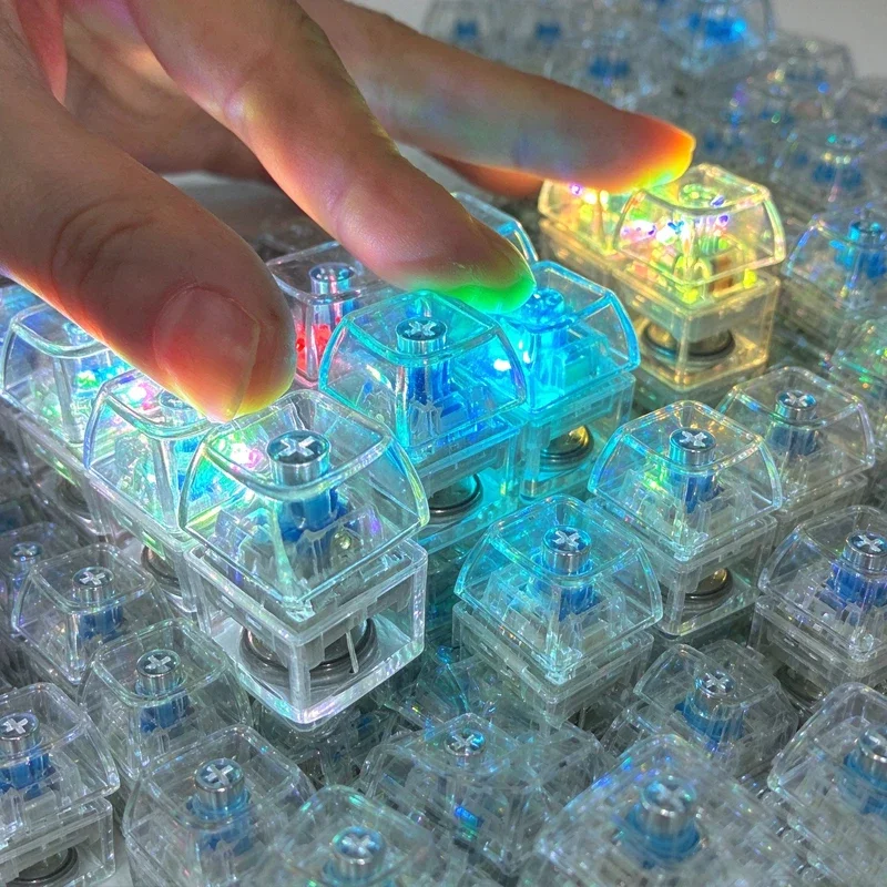 Portable LED Light Up Keychain Fidget Toy Clickable Button Keyboard Design for Stress Anxiety Relief Office Desk Decor Fun Gift