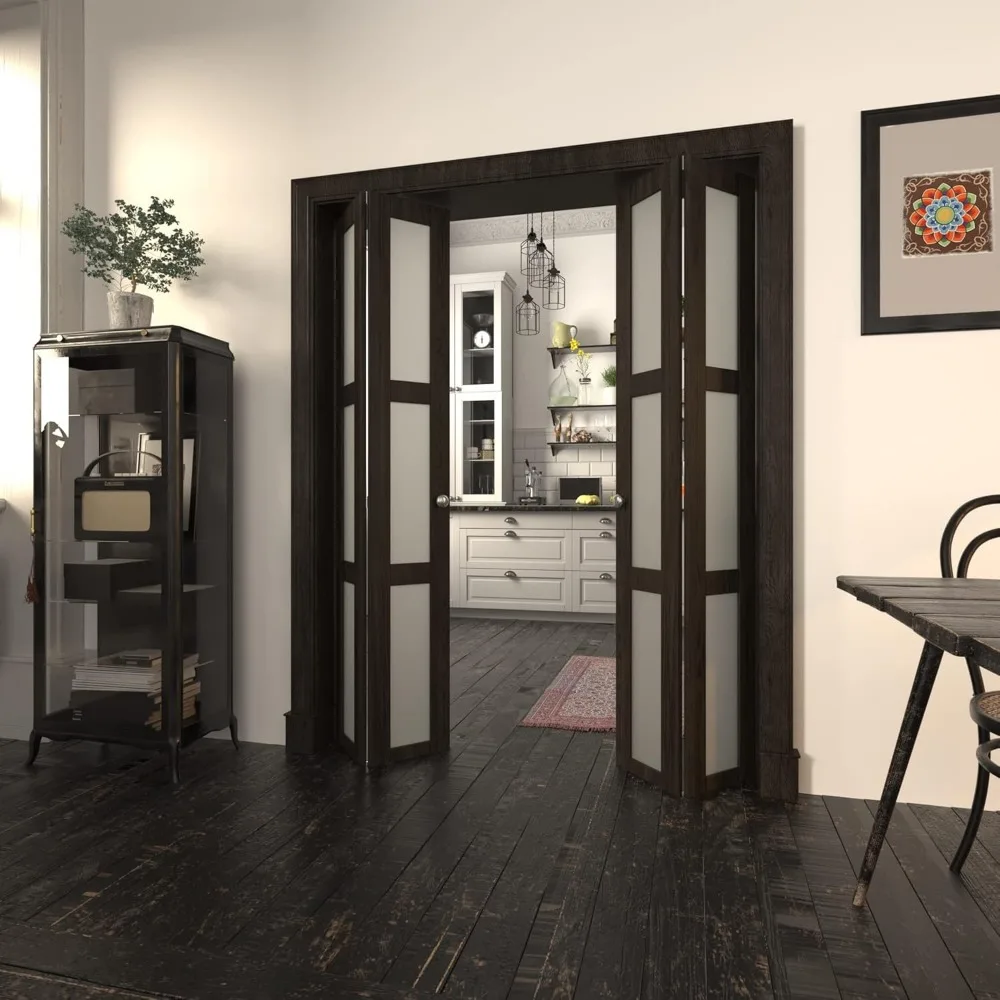 Porte bi-fold, per apertura da 60"x 80" (doppie porte da 30" x 80", pannello in vetro smerigliato temperato a 3lite, porte bi-fold