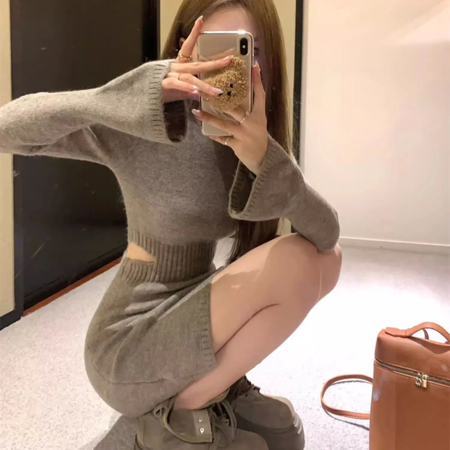 

Пуловеры длиной до колена, свитера для девочек, джемперы, женские эстетические офисные пуловеры с вышивкой для взрослых, мягкие полуводолазки, вязаные ПР