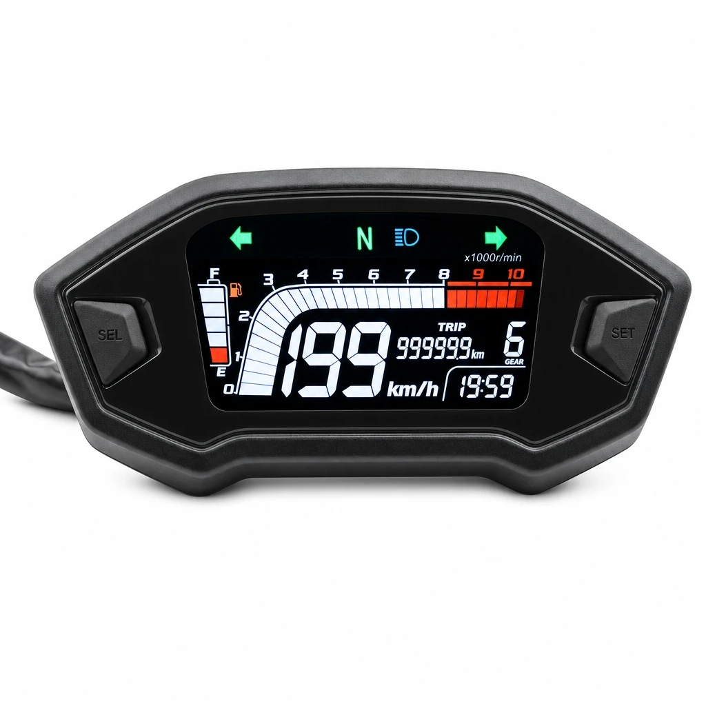 Universal Motorcycle Digital Speedometer Tachometer  Dashboard 7 Colors Backlight Odometer Fit 2-4 Cylinder Motorbike