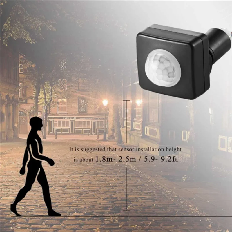 

A34R 4X 220V Mini Human Body Infrared Sensor Infrared Body Sensor Switch LED Flood Light PIR Motion Sensor Adjustable Black