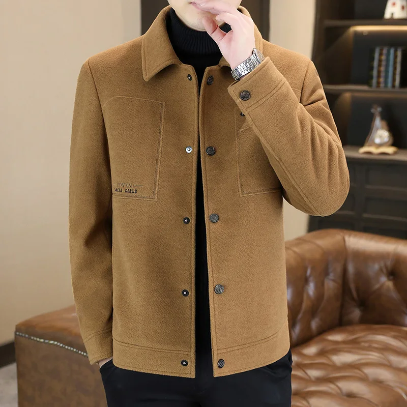 

Корейская зимняя шерстяная куртка для мужчин, облегающая универсальная повседневная деловая куртка, пальто из смесовой шерсти, уличная одежда, пальто M-4XL
