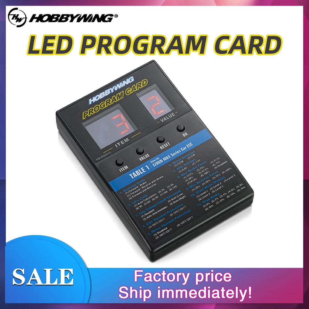 HOBBYWING LED Program Card Box for FlyFun V5 XeRun EzRun QuicRun SeaKing Series ESC