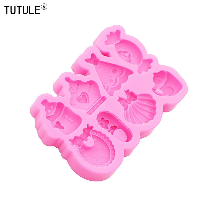 DIY princess Skirt candy milk bottle silicone mold shoes tea cup crown arrings Epoxy clay mould Chocolate cake Decor molds