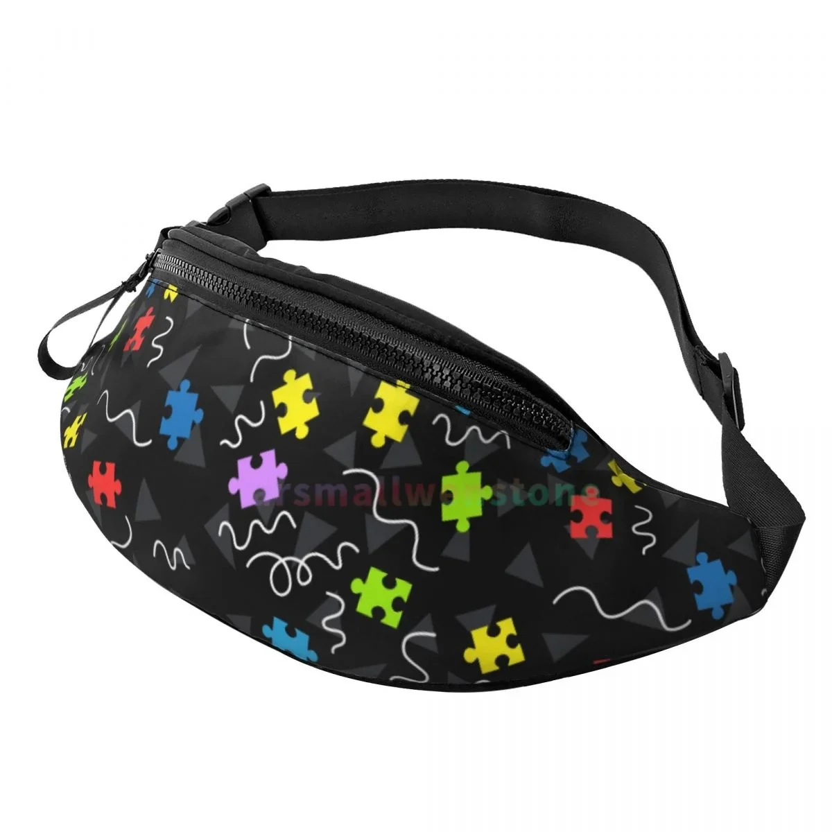 Puzzle Piece Waist Bag with Headphone Hole Belt Bag Fashion Hip  Bag for Outdoor Casual Travelling Hiking Cycling