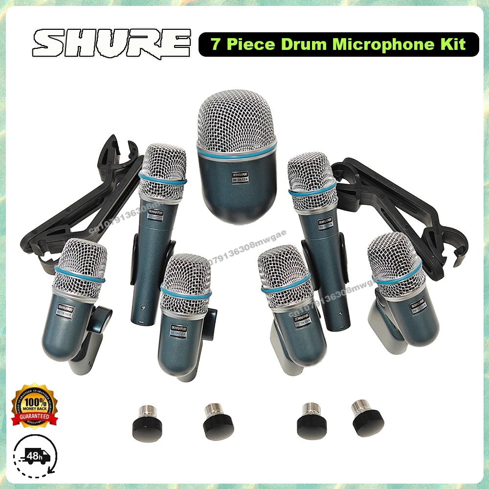 Shure Original BETADMK7-XLR Drum Kit Microphone Instrument Kit Microphone Beta57a, Beta52a, Beta56a Drum Microphone