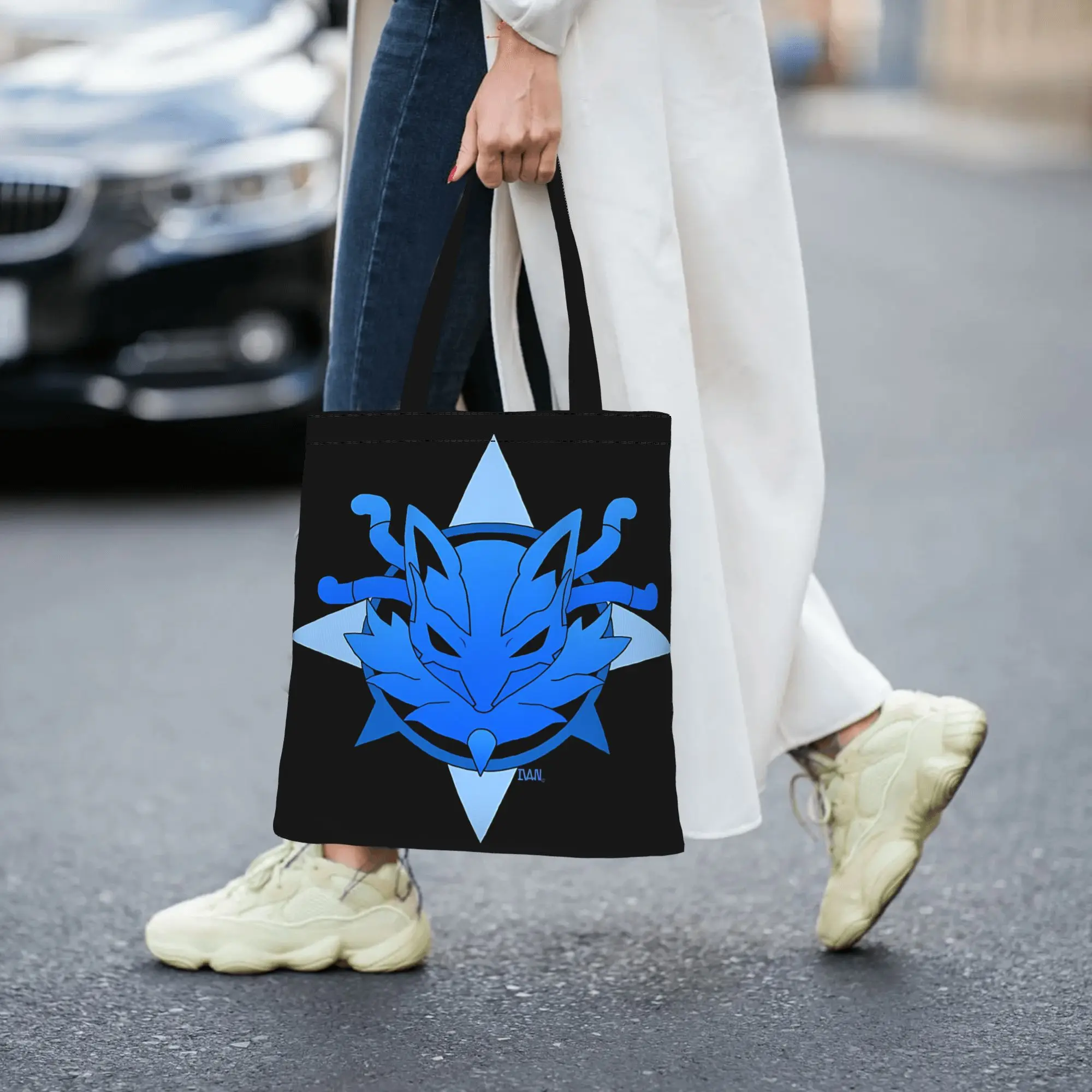 Customized pokemon Broken Lucario Women's Bag Shopping Bag Reusable Double Sided Canvas Tote Bag Shoulder  Handbag