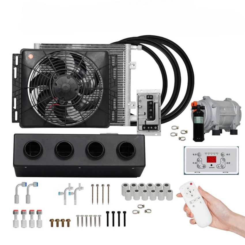 Universal 4 Holes 2 Holes Auto Electric Air Conditioning Compressor 12V 24V for Car Van Street Rod Hot Classic A/C Conditioner