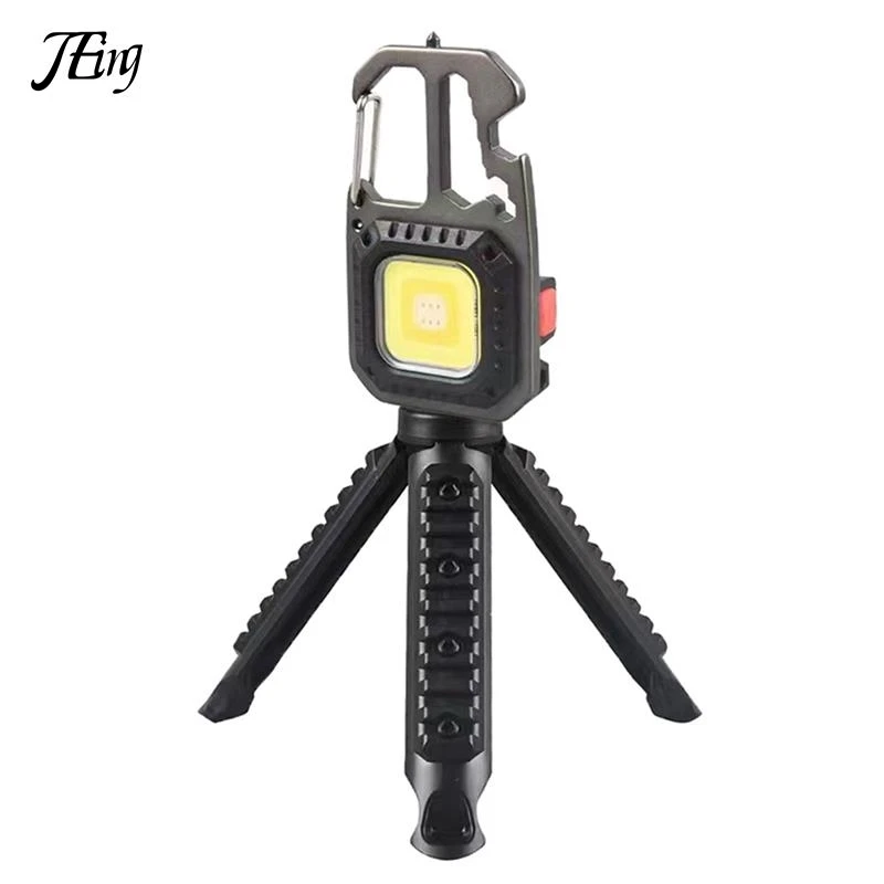 1Pc Mini LED Light Pocket Keychain Flashlight Tripod COB USB Rechargeable Portable Key Light Stand Camping Outdoor Supplies