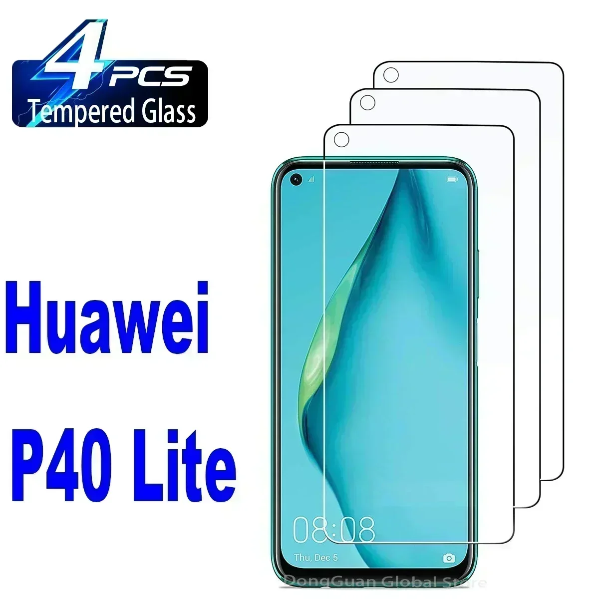 2/4Pcs 9H Tempered Glass For Huawei P40 Lite Screen Protector Glass Film