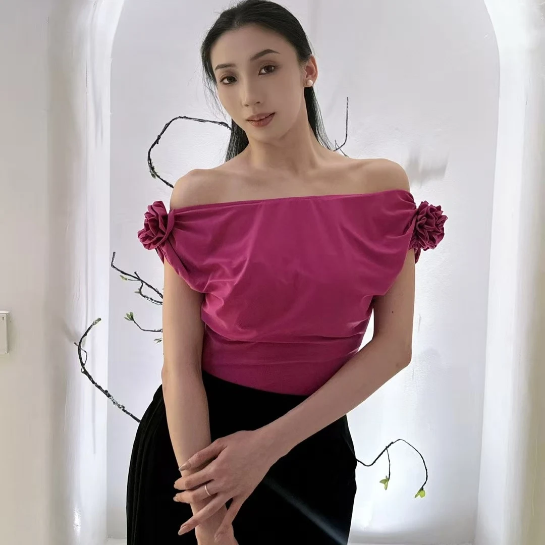 

Off Shoulder Tops Women Ballroom Dance Clothes Latin Dance Practice Clothing Summer Latin Dance Wear Performance Leotard BL15839