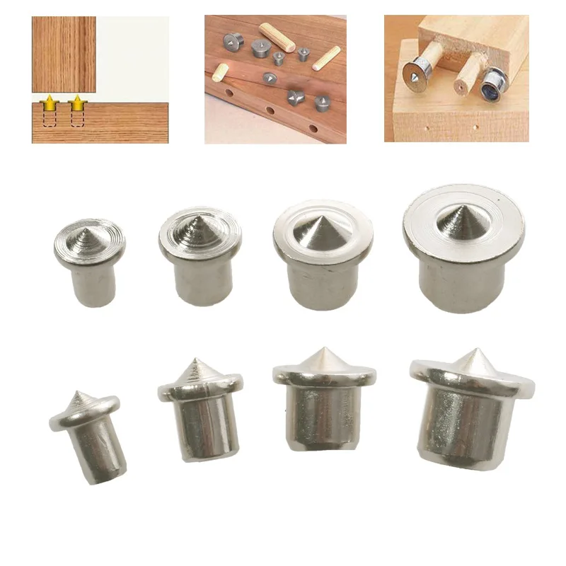 6/8/10/12mm Panel Furniture Positioning Carpentry Log Dowel Tips Round Log Pin Locator Wooden Pin Center Punching Accessories