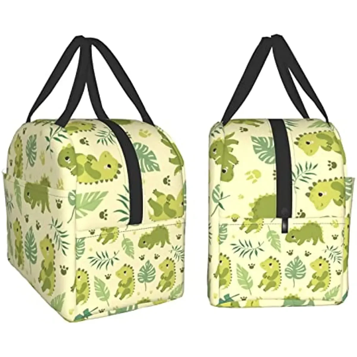 Cute Dinosaurs and Palm Leaves Lunch Box Reusable Lunch Bag Work Bento Cooler Reusable Tote Picnic Boxes Insulated for Kids