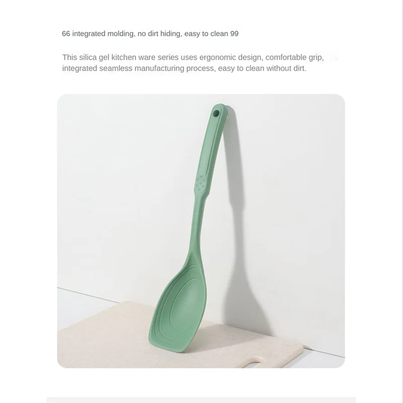 ONCE Silicone Cooking Spoon,Non-Stick Slotted And Solid Spoon Set With Deep Bolw And Measurement Mark, Kitchen Utensils