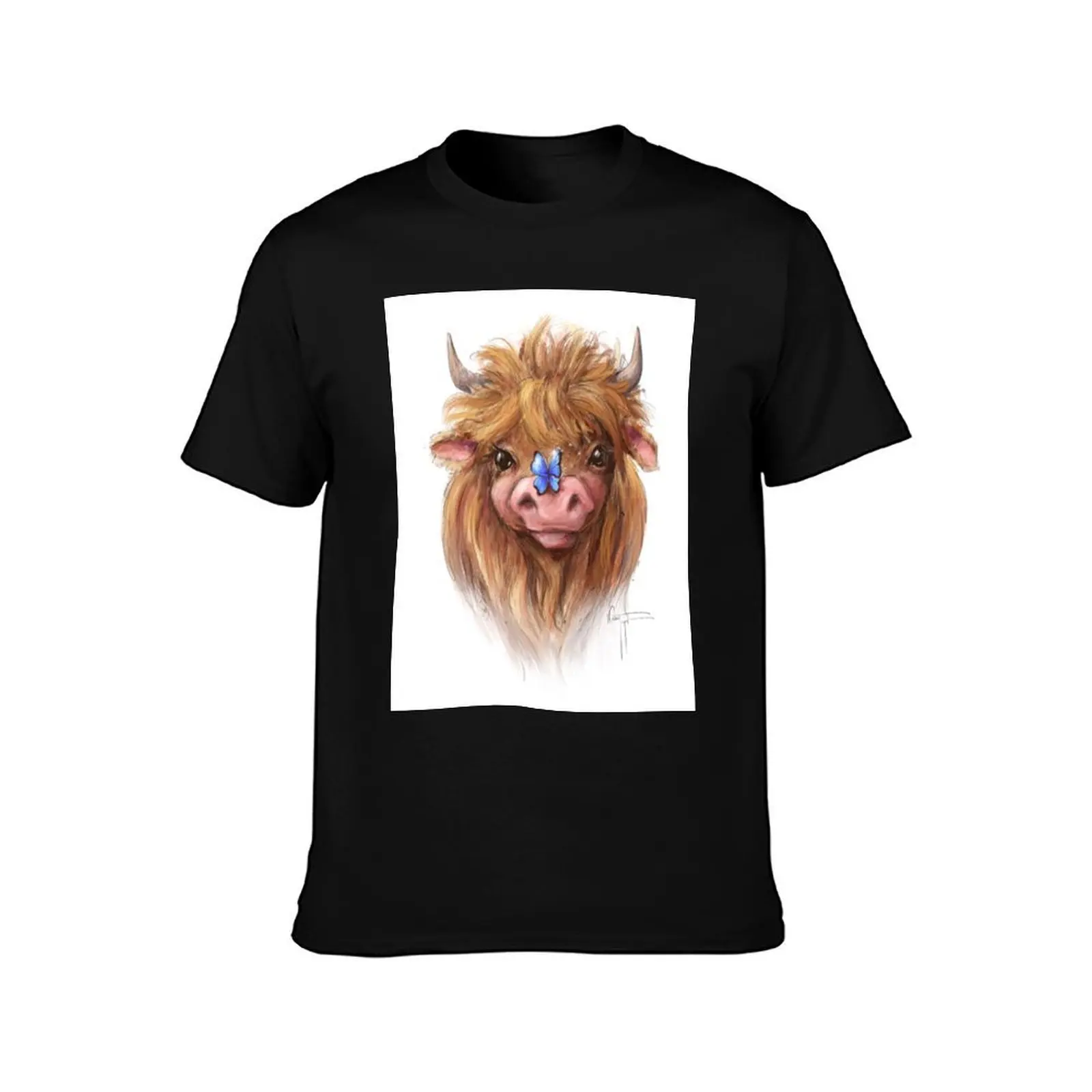 Highland Rendezmoo Cow Animal Art Sheep Incognito by Conni Togel T-Shirt, Summer Casual Cotton Tee, Oversized Streetwear Tops