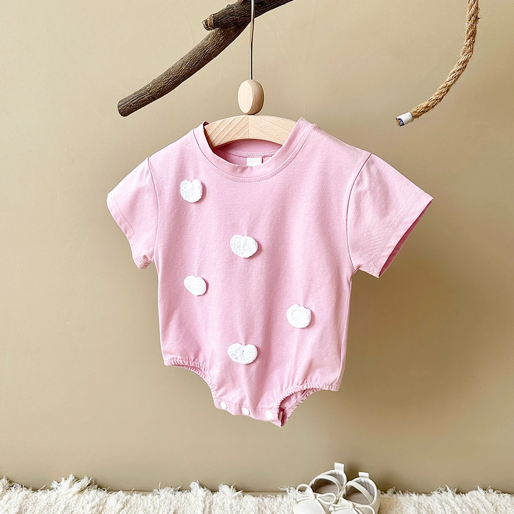 Summer New Newborn Baby Girl Boy Romper 0-18M Cute Jumpsuit Love Cloud Pattern Short Sleeve Soft Infant Clothes