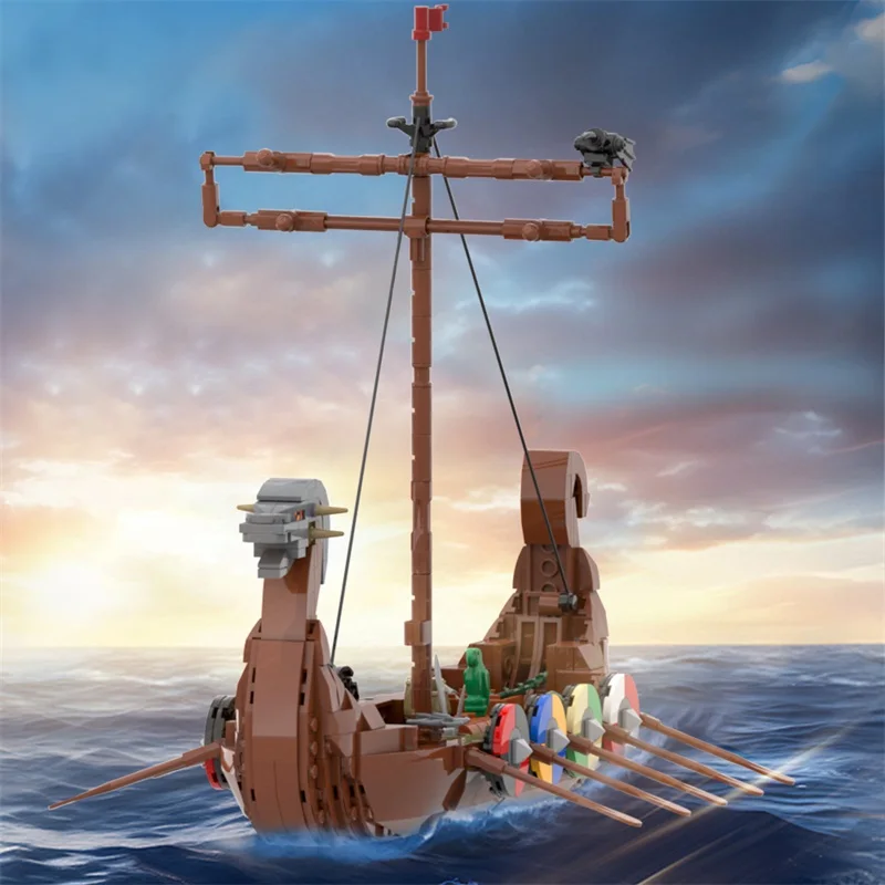 

MOC Medieval Wei Jing Ship Model Building Block Set Nautical Ocean Adventure Brick DIY Creative Tssembly Toy Children's Gift