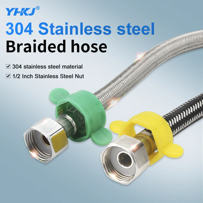 

DN15 1/2 304 плетеный шланг из нержавеющей стали, бытовой водонагреватель, кран для унитаза, впускная труба для воды, металлическая водопроводная труба 20 см ~ 1 м