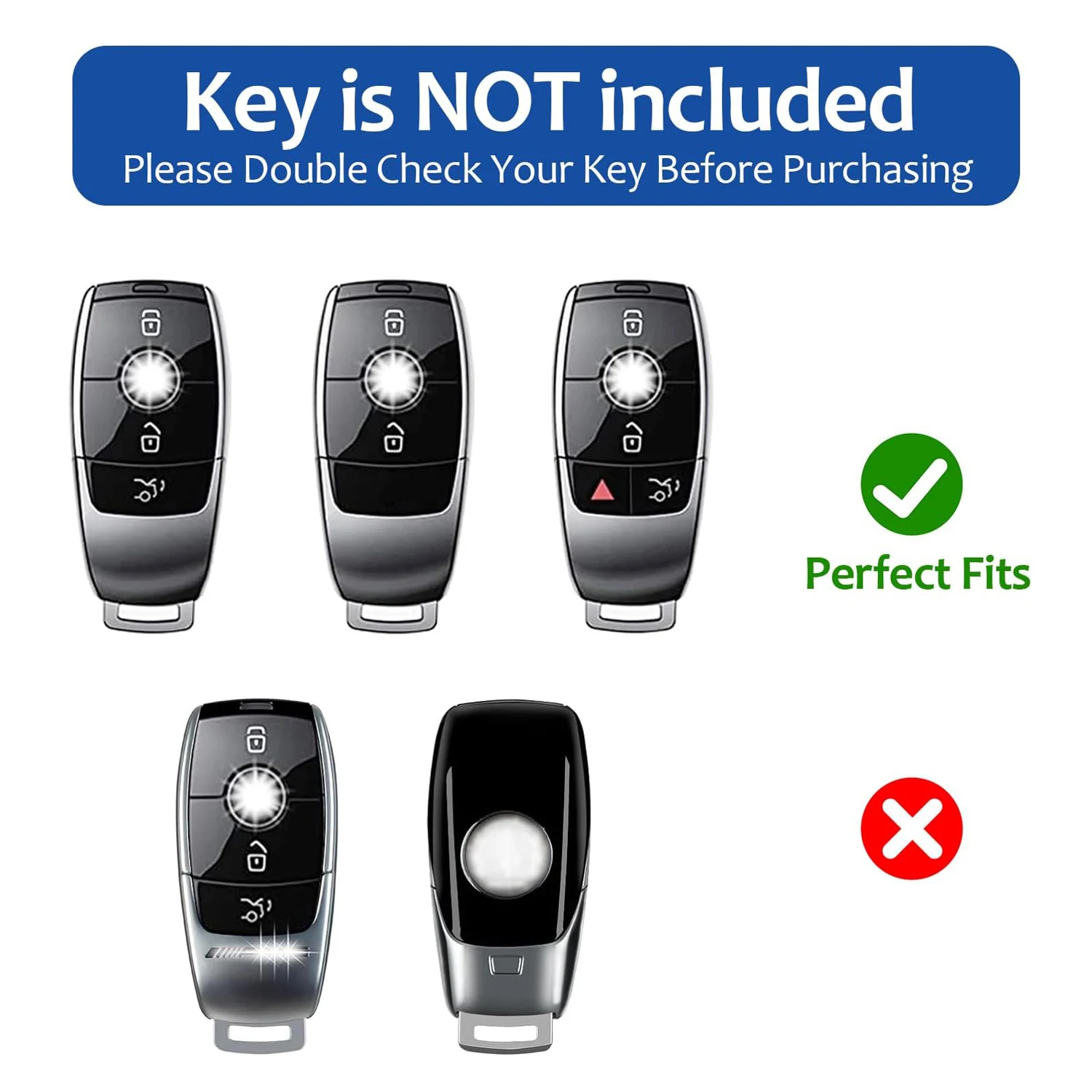 Silver Black Key Fob Cover for Mercedes-Benz A-B-C Class S-Class G-Class E-Class CLA GLB CLS GLE GLC Models Car Accessory