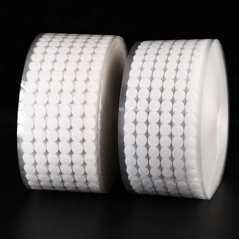 Wholesale 1roll Transparent White Dot Sticker Adhesive Fastener Tape Dot Hook and Loop Round Strong Self Adhesive Fastener Tape