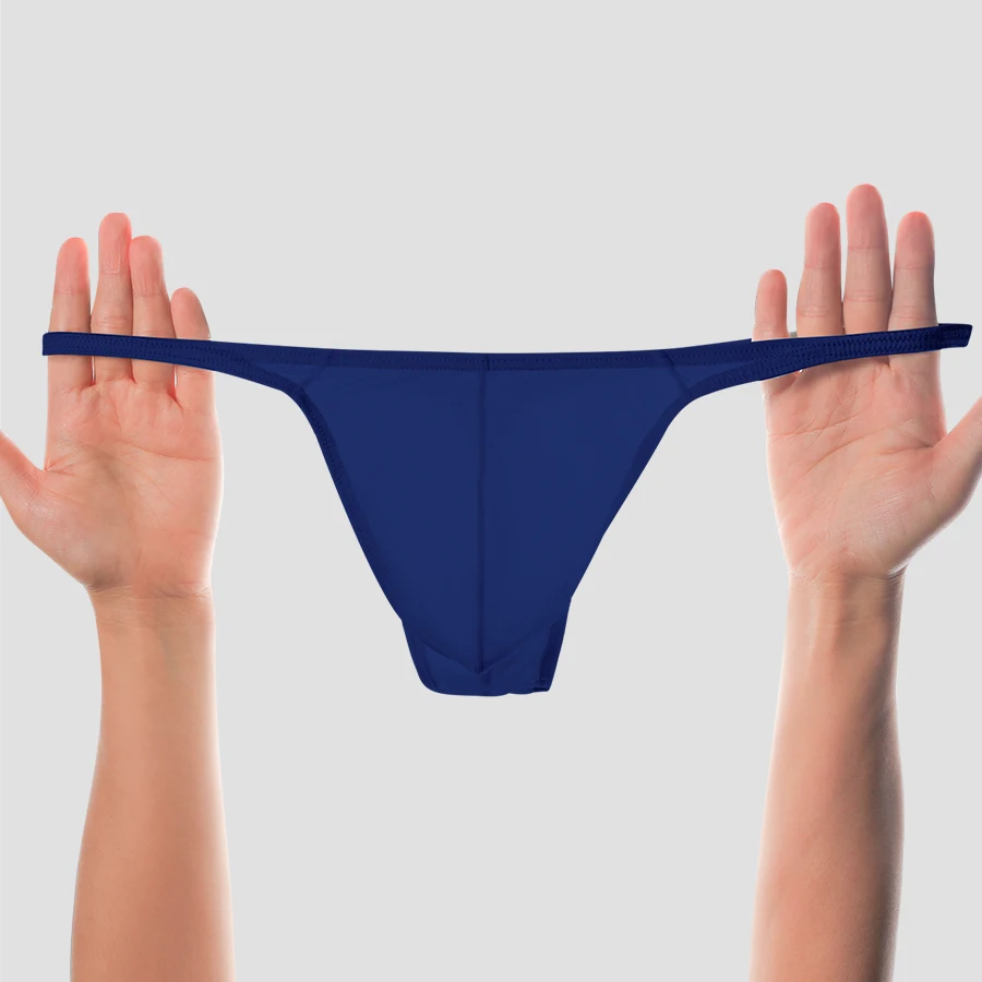 Men's low-waisted solid color U-shaped elastic tight sexy T-pants, ice-silk exposed buttocks thong sportswear