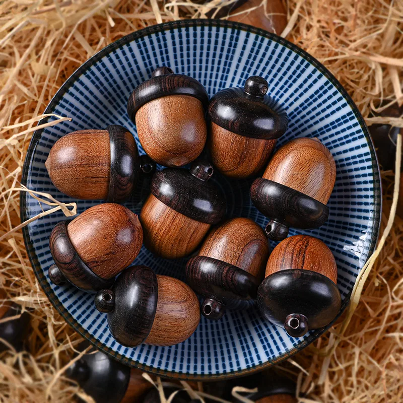 Acorns acorns Wooden Nuts Pine Cones Ebony Acidwood diy emergency pill box Mini Sandalwood Rescue pill box wood carving