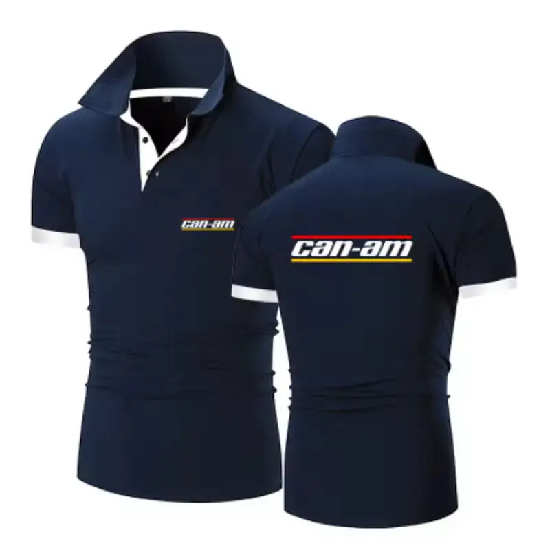 2026 Summer Men's Can Am Motorcycle BRP Logo Print Solid Color Simple Leisure Fashion Breathable Quick Drying Slim Polo Shirt