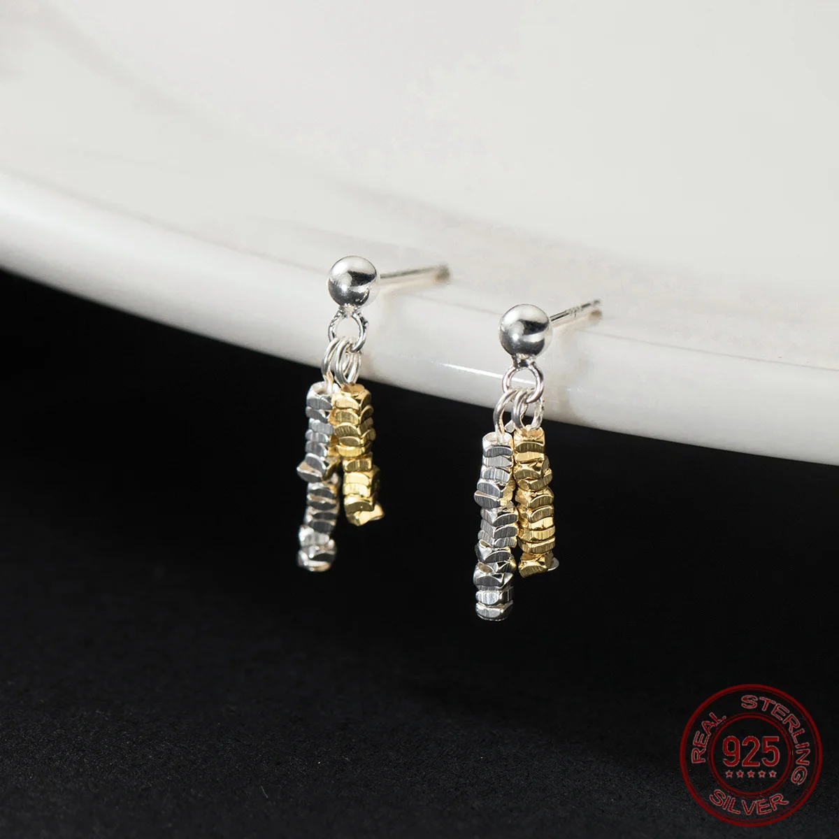 La Monada Stud Earrings For Women Silver 925 Hanging Drop Irregular Bead Color Block Earrings Jewelry Stud Earrings 925 Silver