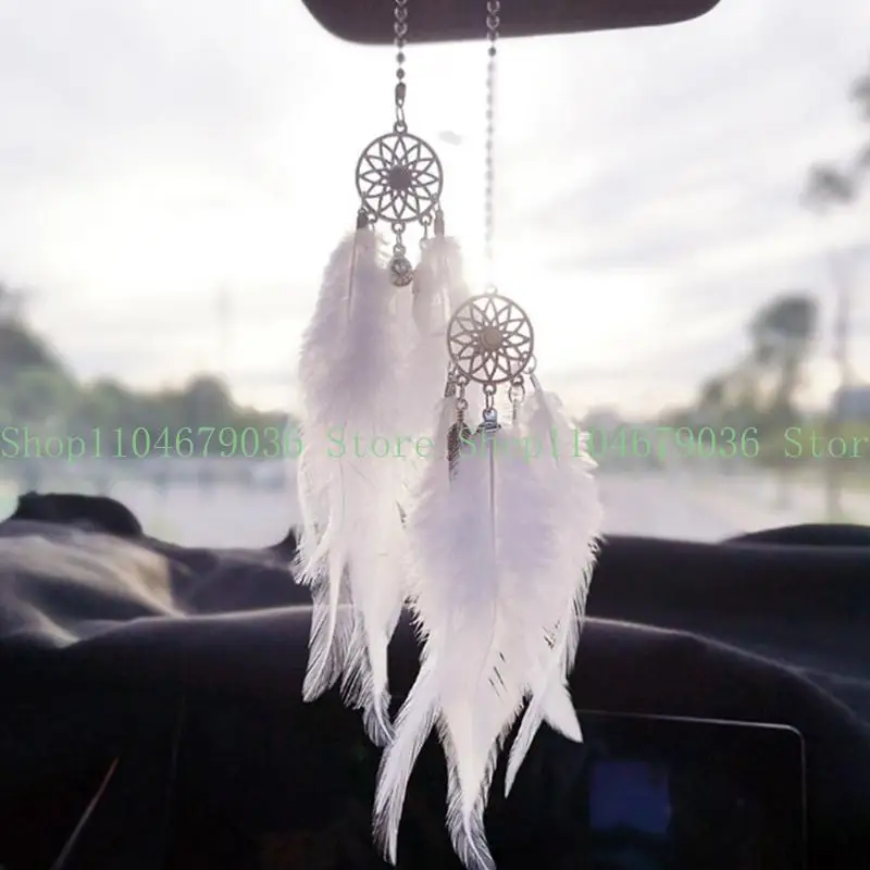 652F Little Dream Catcher Car Pendant Decoratio Interior Accessories Double Rearview Mirrors