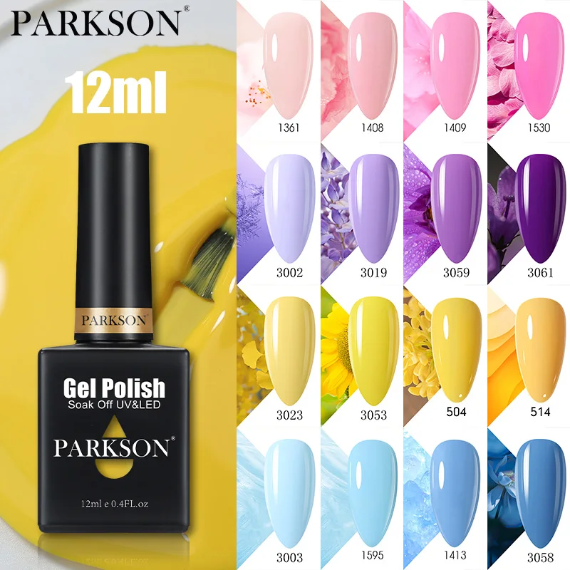 Parkson 124 Colors 12ml Colorful Long Lasting Nail Art Varnish Delicate Blue & Misty Blue-Gray Soak Off Gel Polish HEMA TPO FREE