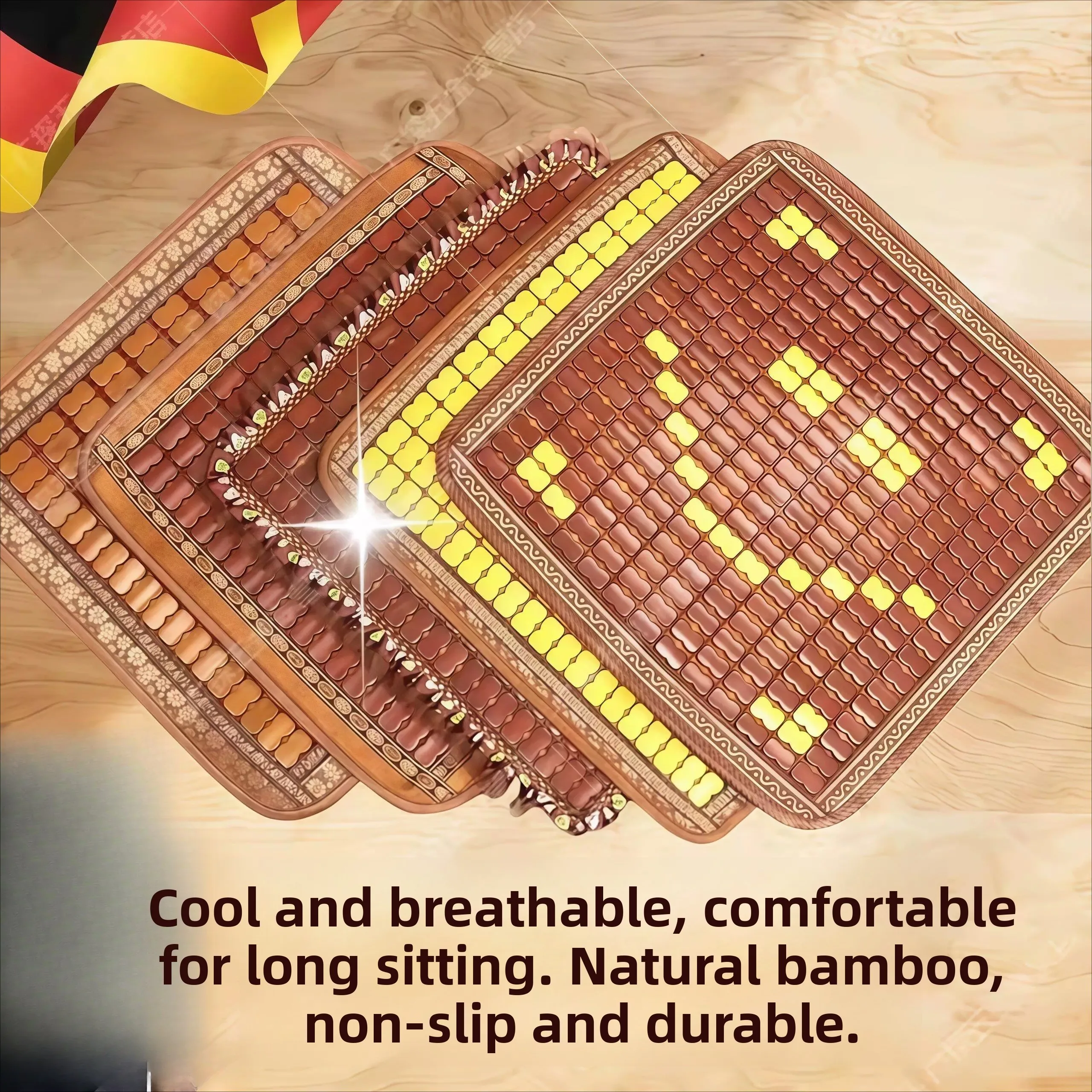 

Summer Ice Pad Cooling Mat Office Chair Pad Stool Breathable Car Bamboo Pad Heat Relief Square Cushion for Children