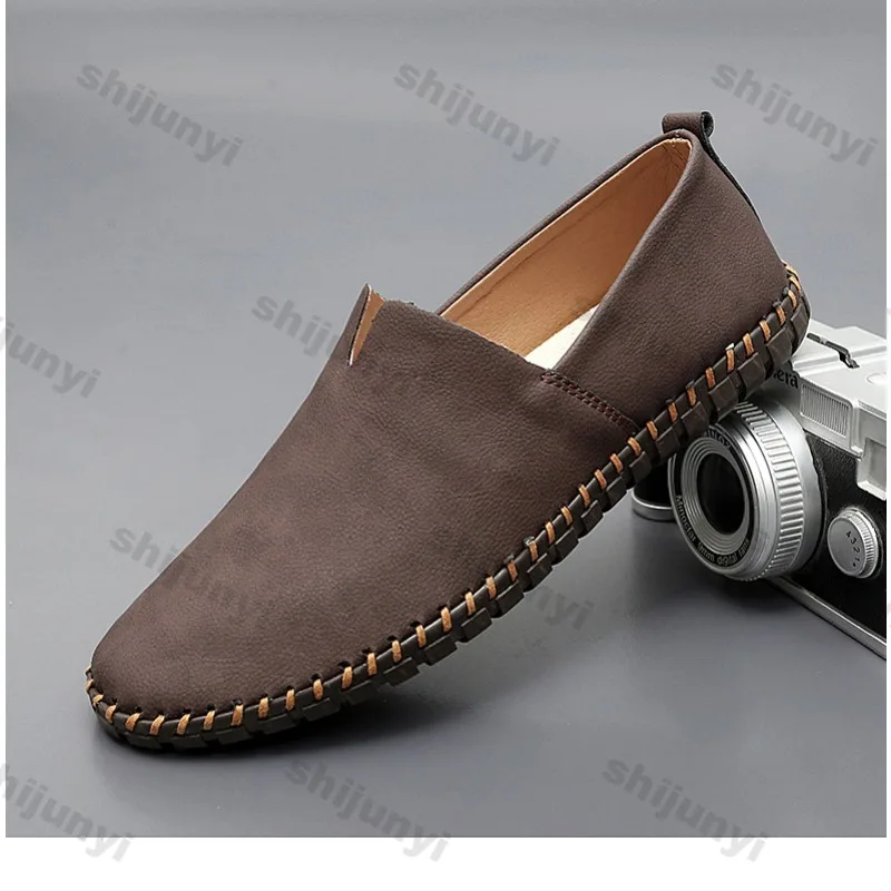 Men Lightweight Leather Shoes Spring Autumn New Arrivals Comfortable Breathable Casual Flats Fashion Concise Soft Sole Loafers