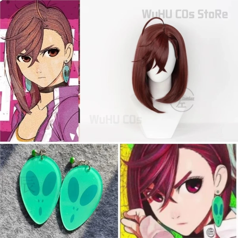 Momo Ayase Wig Anime Dandadan Cosplay Women 38cm Brown Straight Short Hair Ayase Momo Cosplay Ear Clips Free Wig Cap Customized