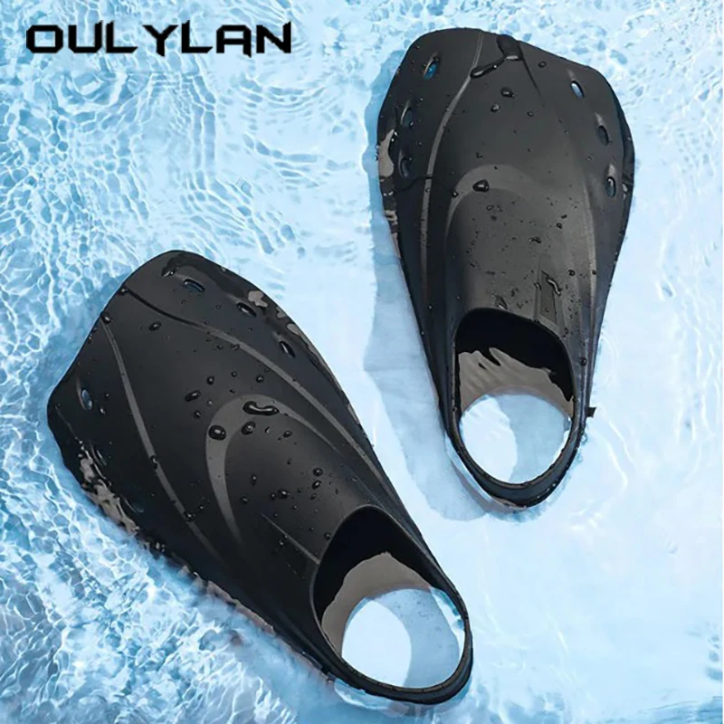 Oulylan Adults New Short Dinving Fins Light Full Foot Short Blade Fins Flippers For Snorkeling Diving Scuba Swimming Equipment