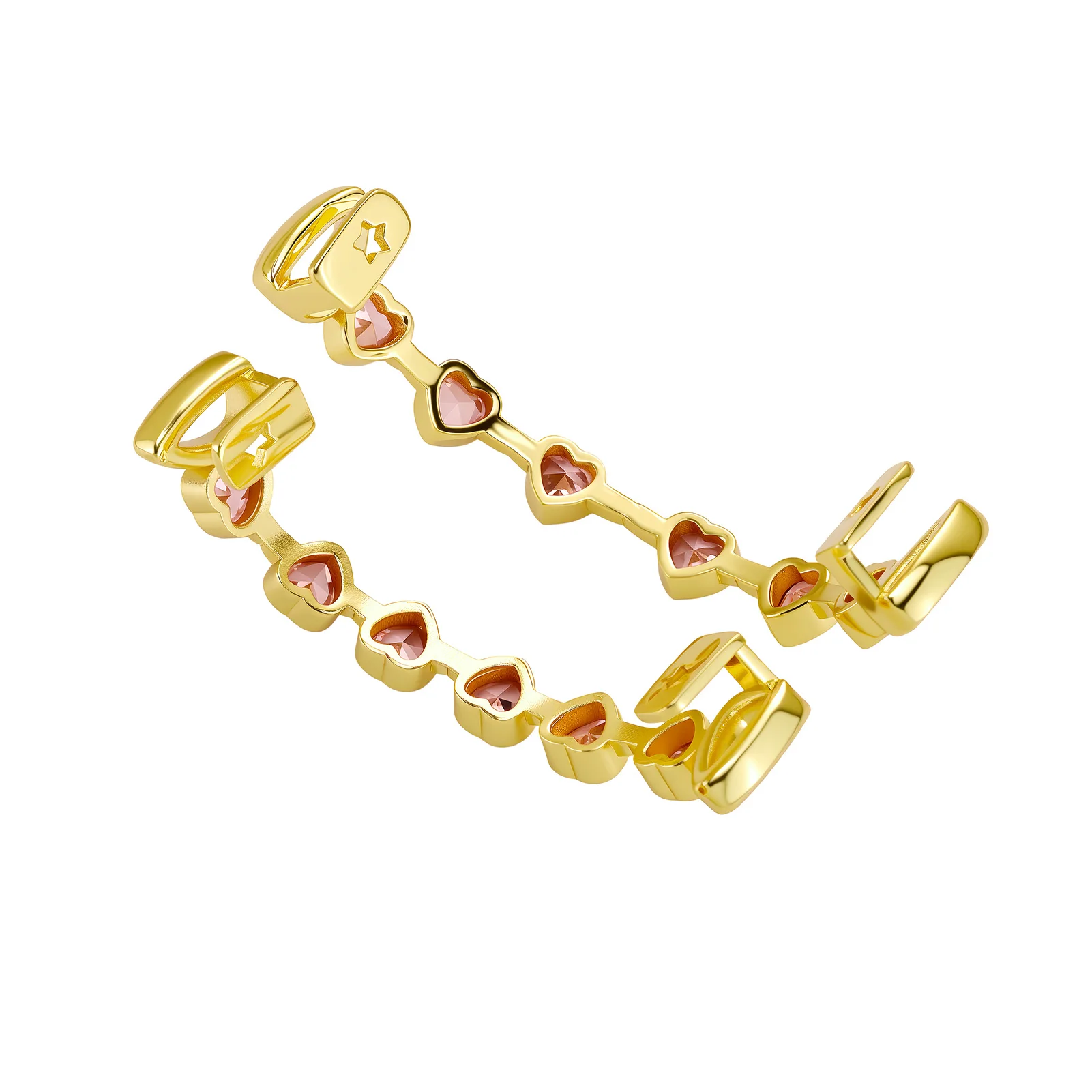 JINAO Wunderschönes, eisrosa CZ-Stein-Grillz-Set mit 8 Zähnen, Glücks-Herz-Design, für Männer und Frauen, Ober- und Unterkiefer, glänzender Stern-Grill, Punk-Rapper, Weihnachten – Detail 6