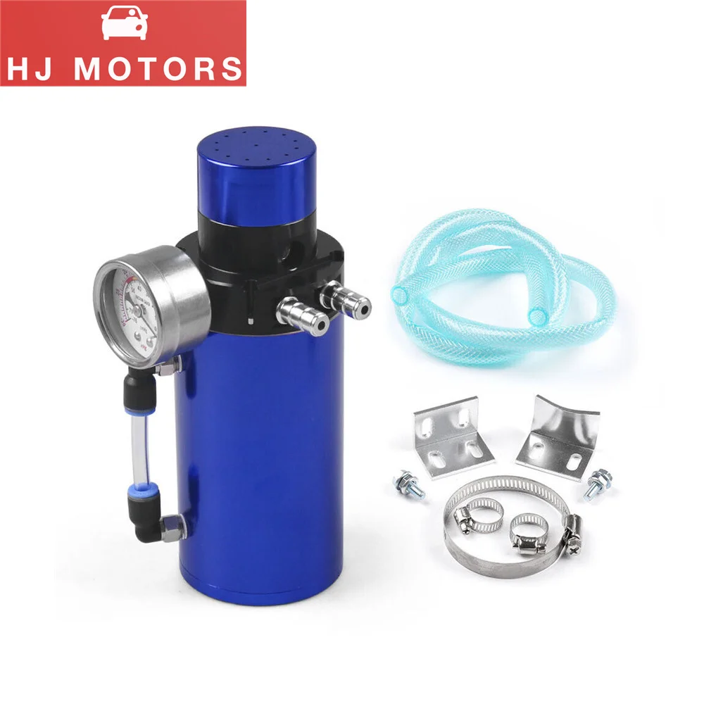 

Universal Aluminum Oil Catch Can Tank Reservoir with Vacuum Pressure Gauge Oil Catch Tank