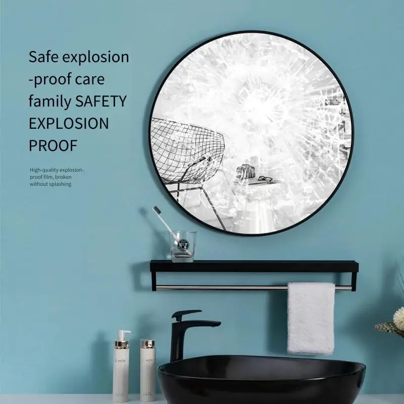 Bathroom Mirror 60 cm Round Wall Mounted Makeup Mirror with Storage Shelf Simple Vanity  for Home, Apartment and Hotel Use