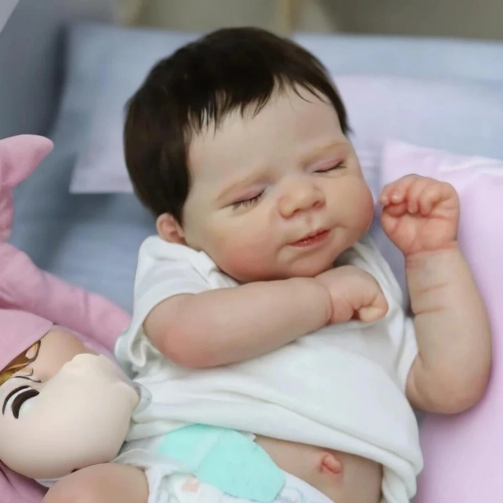 Muñeca Reborn bebé con acabado realista de 48cm, muñeca de vinilo de silicona de 19 pulgadas, juguete hecho a mano, regalo de Navidad perfecto para niñas