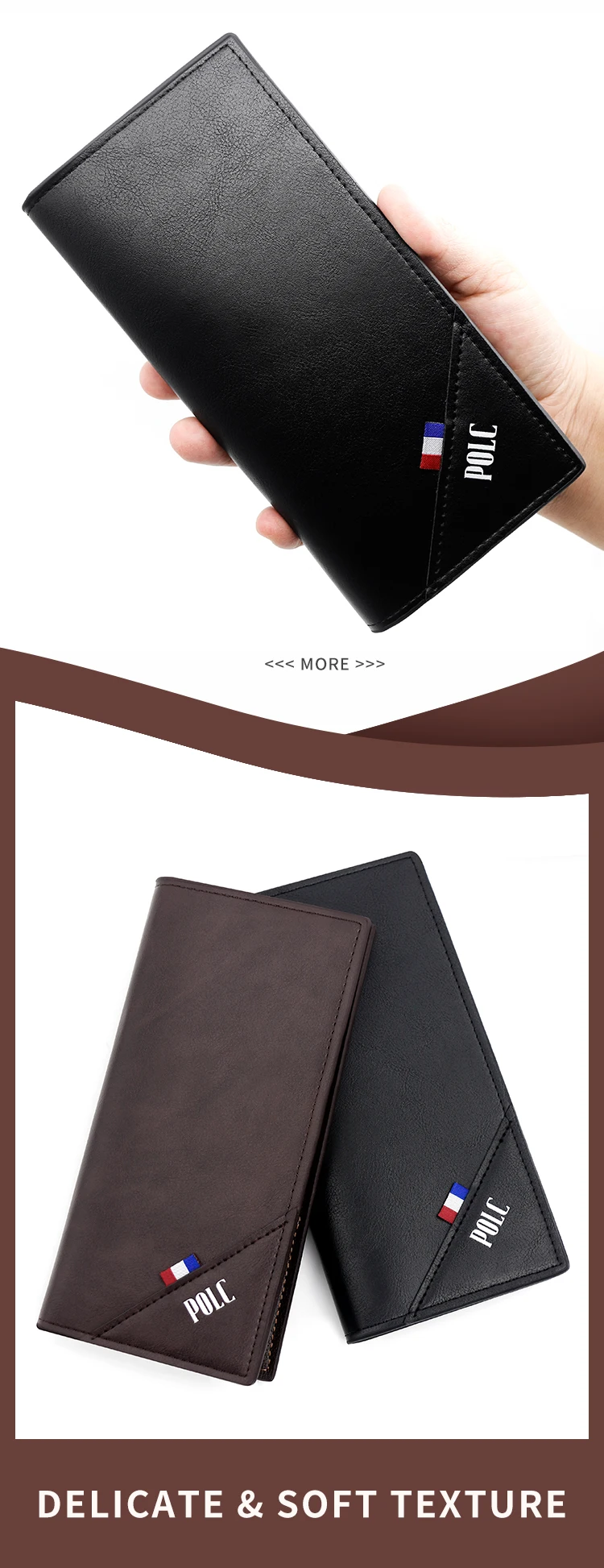 กระเป๋าสตางค์ผู้ชายแบบใหม่ สไตล์มินิมอล ลด 30% สีพื้น กระเป๋าสตางค์ผู้ชายทรงยาว กระเป๋าใส่บัตร