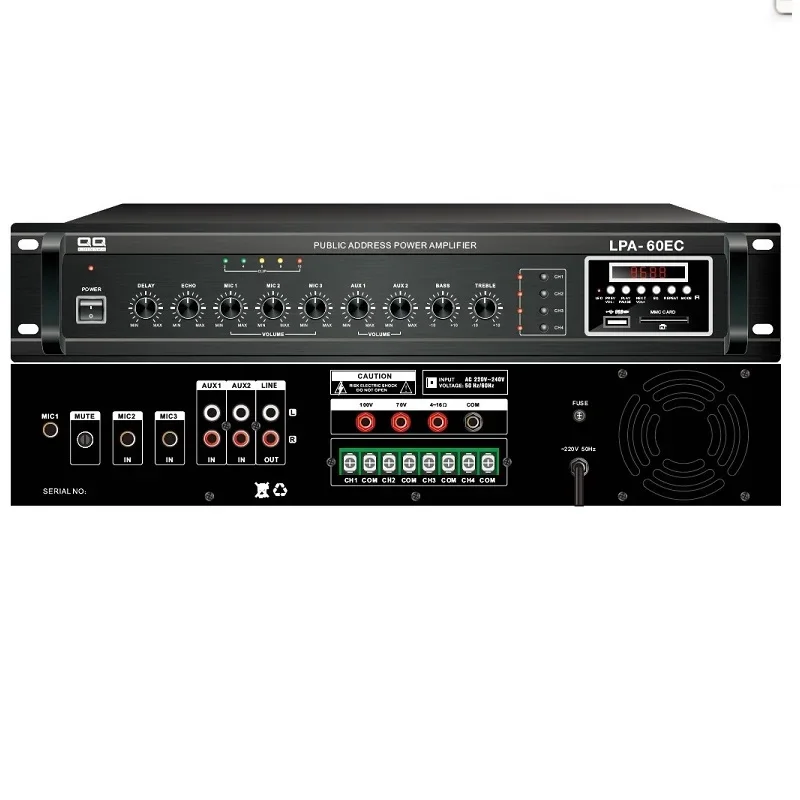 Amplificador mezclador de eco para sistema de sonido con control remoto inalámbrico, USB, retardo 60W 5,1 sistema de cine en casa amplificador de 100w CN;GUA