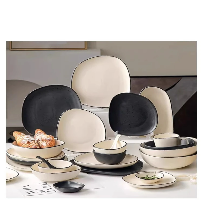 

Dishes and tableware set household Nordic style solid color simple irregular special shape
