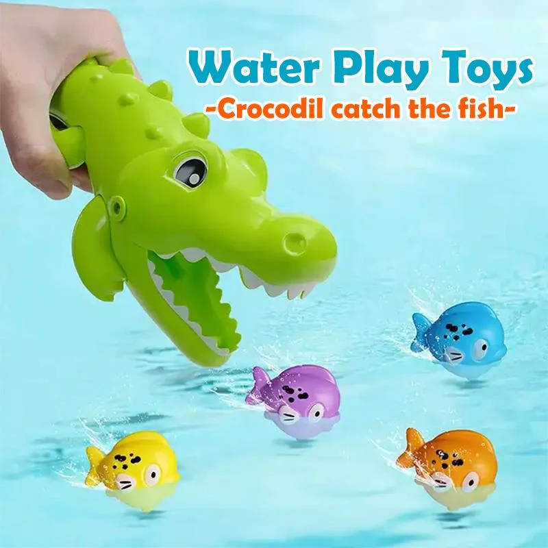 New Summer Plastic Baby Crocodile Bath Toys Fishing Catching Games For Toddlers kids toys for playing water