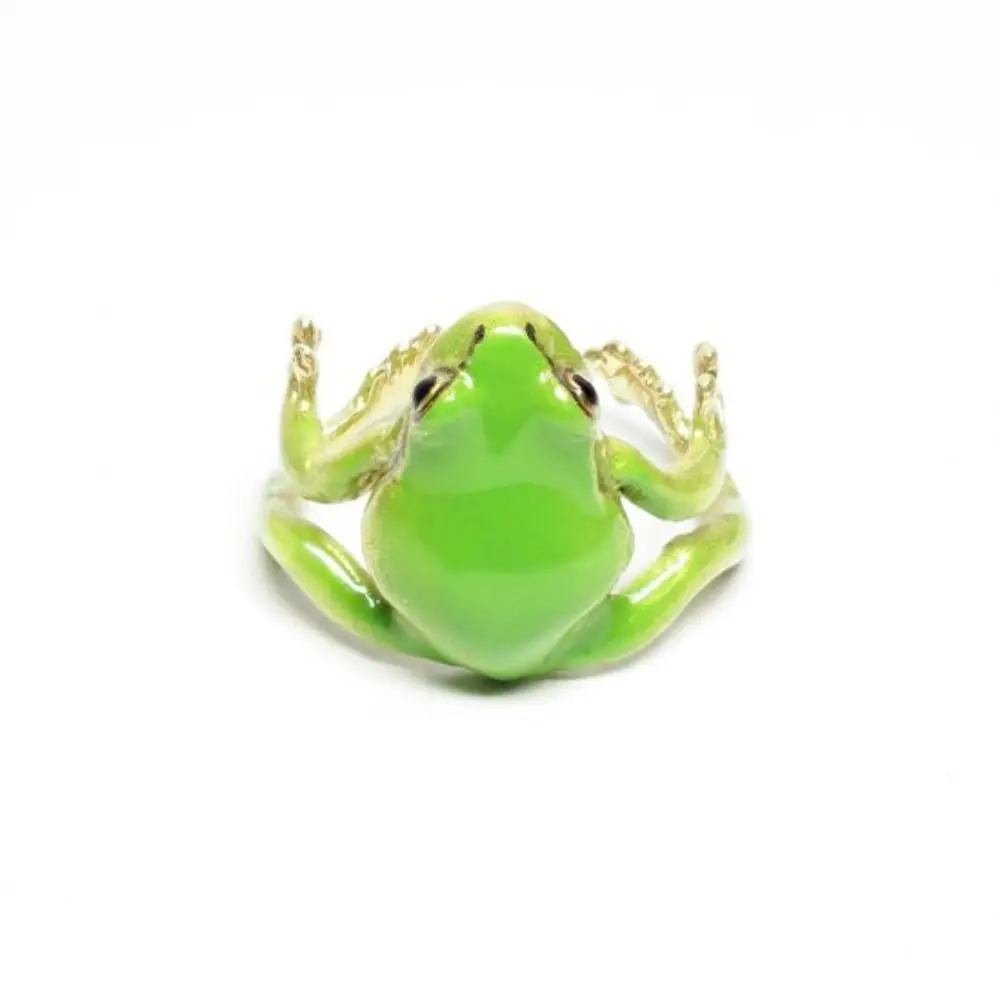 Fashion Green Frog Open Rings For Women Men Metal Cute Animal Adjustable Finger Ring Jewelry Birthday Party Gifts