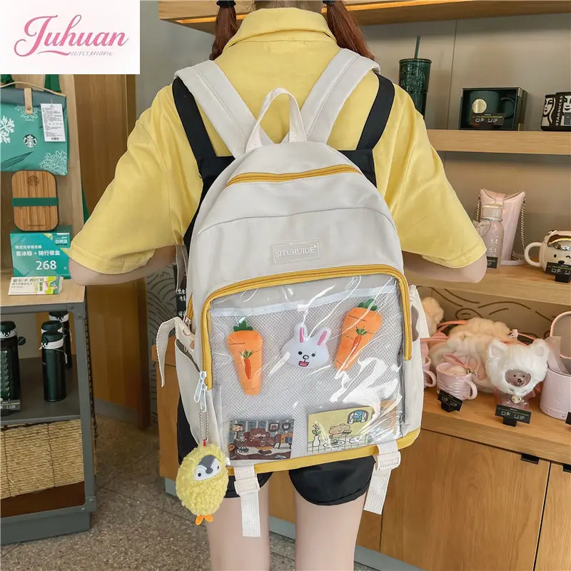 2025 Fashion Popular ItaBag High-capacity Canvas Transparent Backpacks for Women Teenage Girls Clear School Bag сумка Bolsas