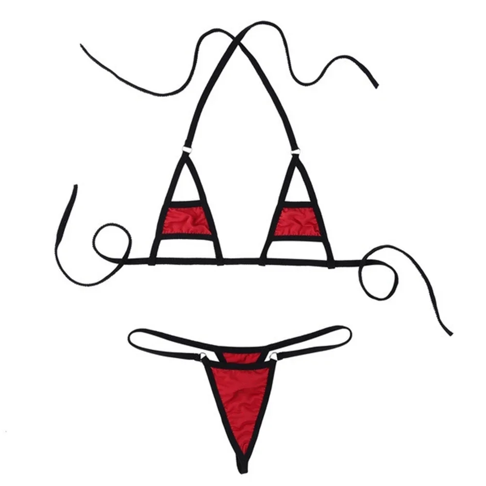 Triangle Mini Bikini Top Thong Hollow Exotic Women Sexy Lingerie Swimwear Bather Erotic Lingerie Swimwear Backless